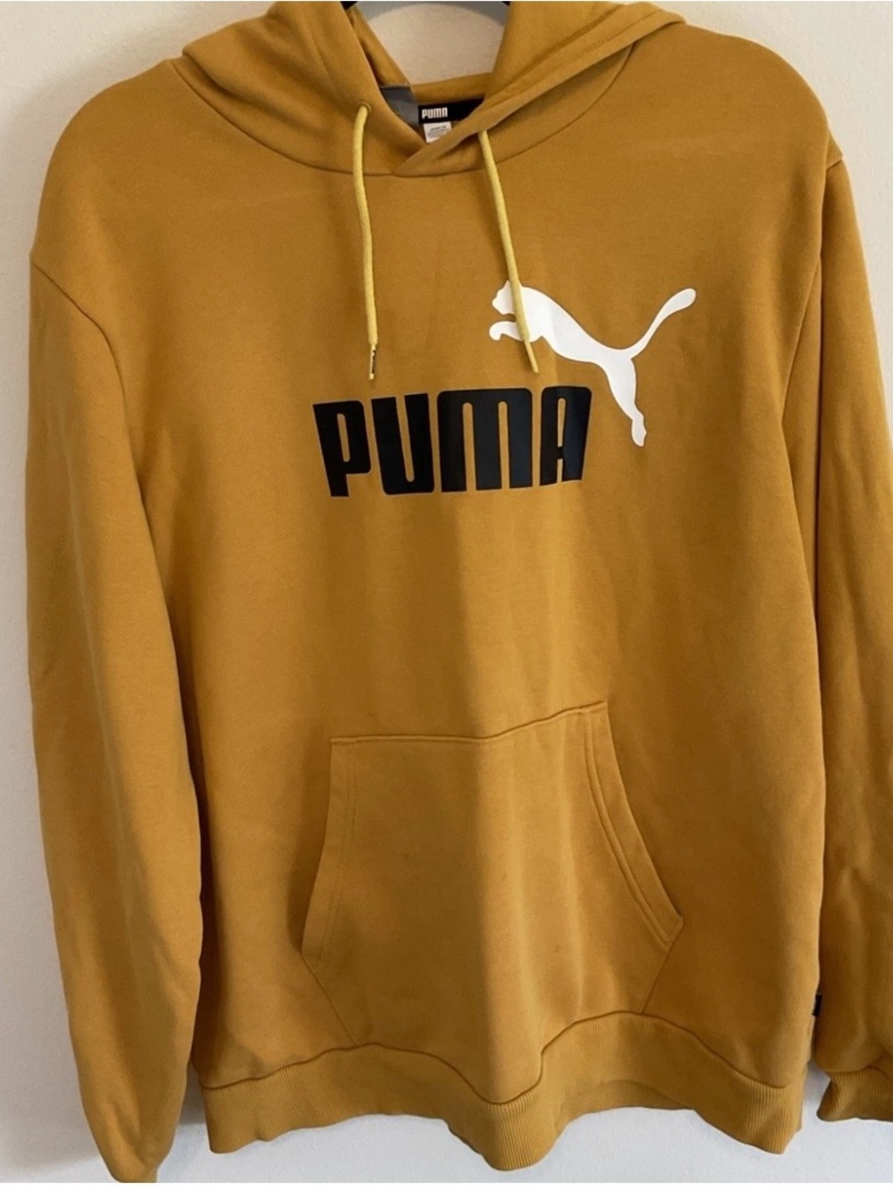 Puma Men's Mustard Yellow Logo Hoodie XL